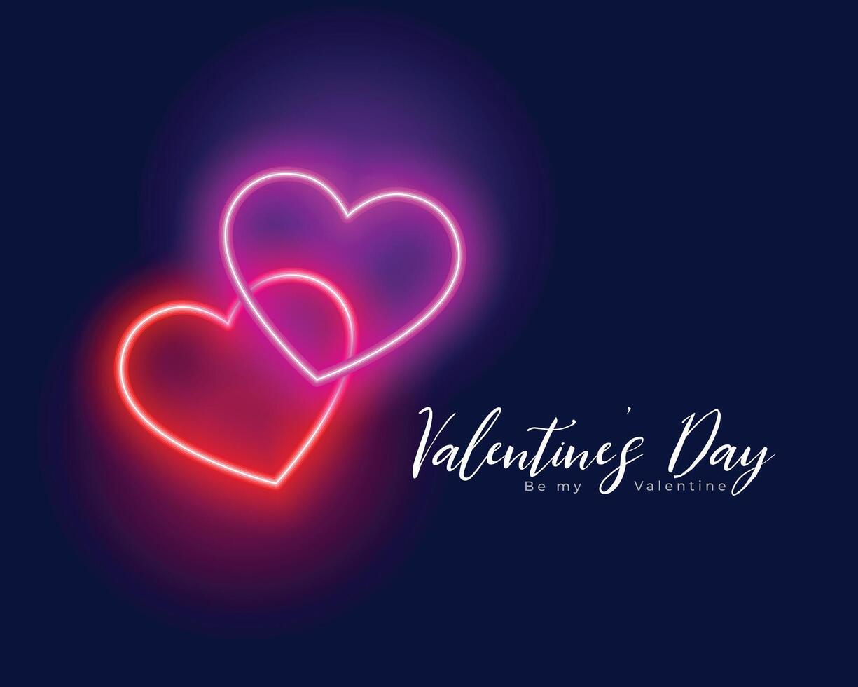 schattig neon harten valentijnsdag dag minnaar achtergrond vector
