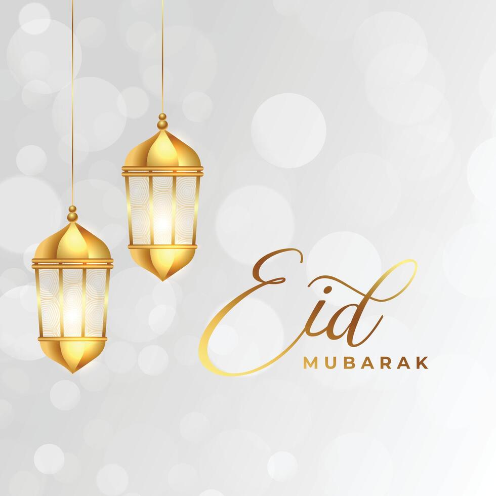 eid mubarak Islamitisch lantaarn achtergrond met bokeh effect vector