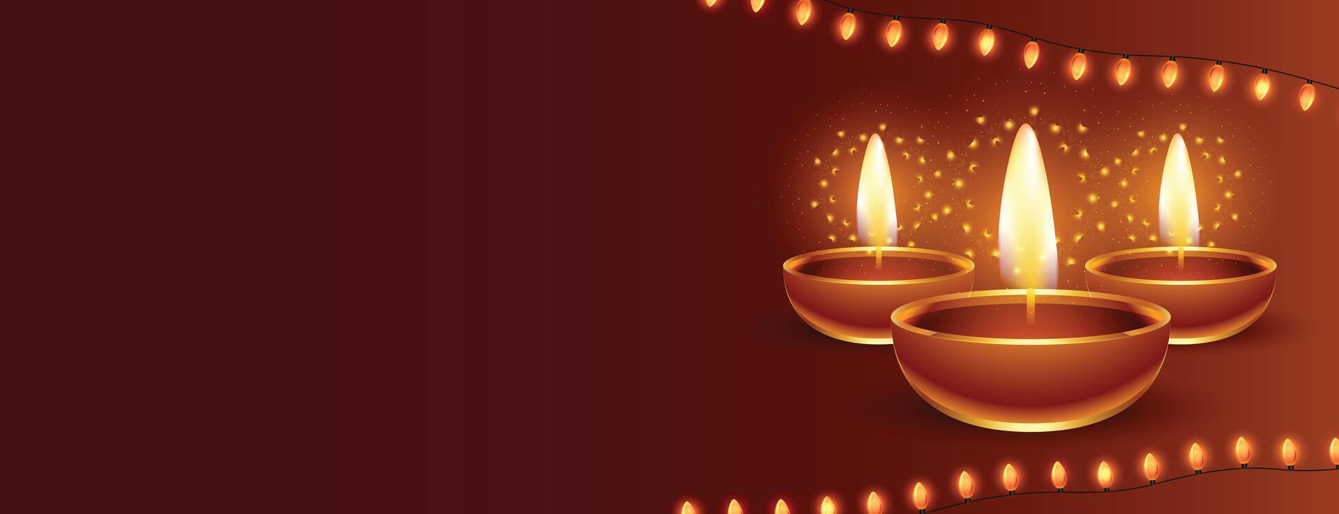 gelukkig diwali festival van lichten web banier met tekst ruimte vector