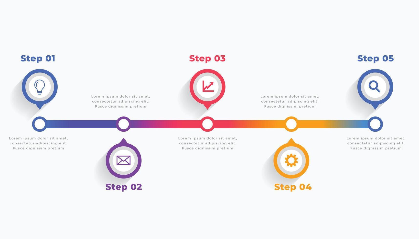tijdlijn infographic sjabloon in vijf stappen vector