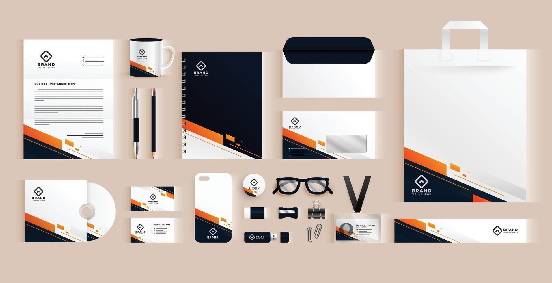 elegant professioneel bedrijf schrijfbehoeften items reeks vector