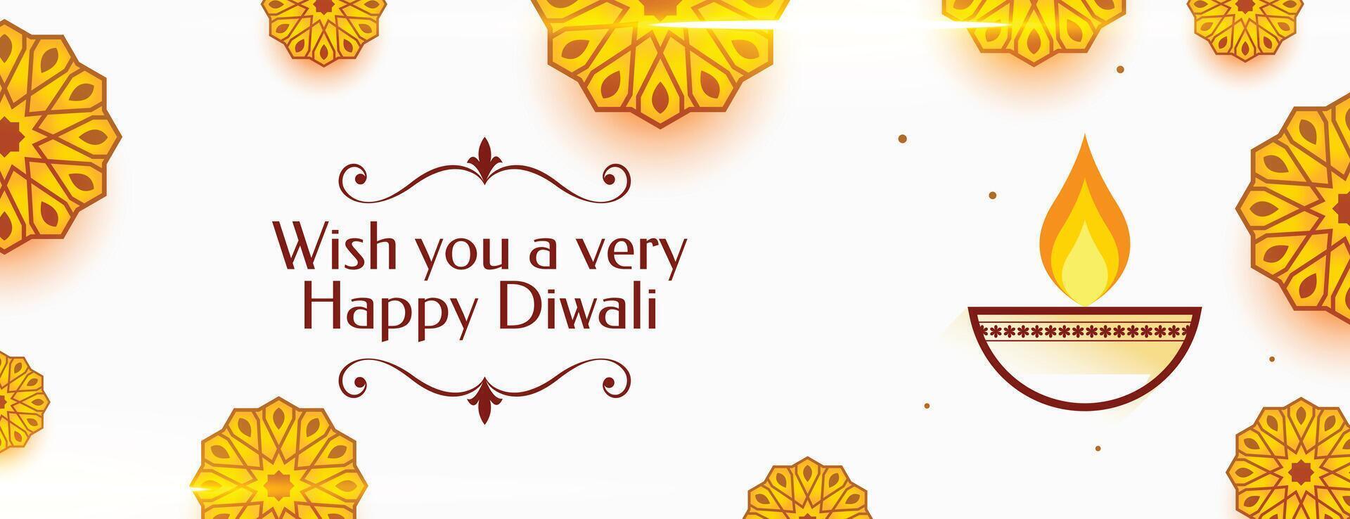 gelukkig diwali wensen banier met decoratief Indisch elementen vector