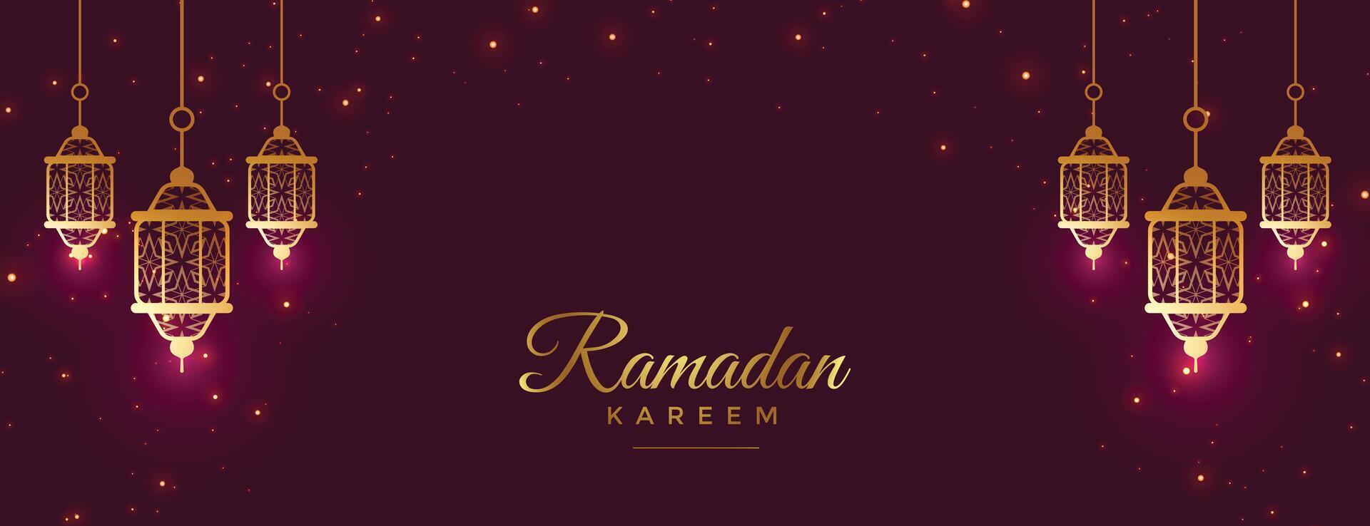 mooie ramadan kareem-vieringsbanner met lampendecoratie vector