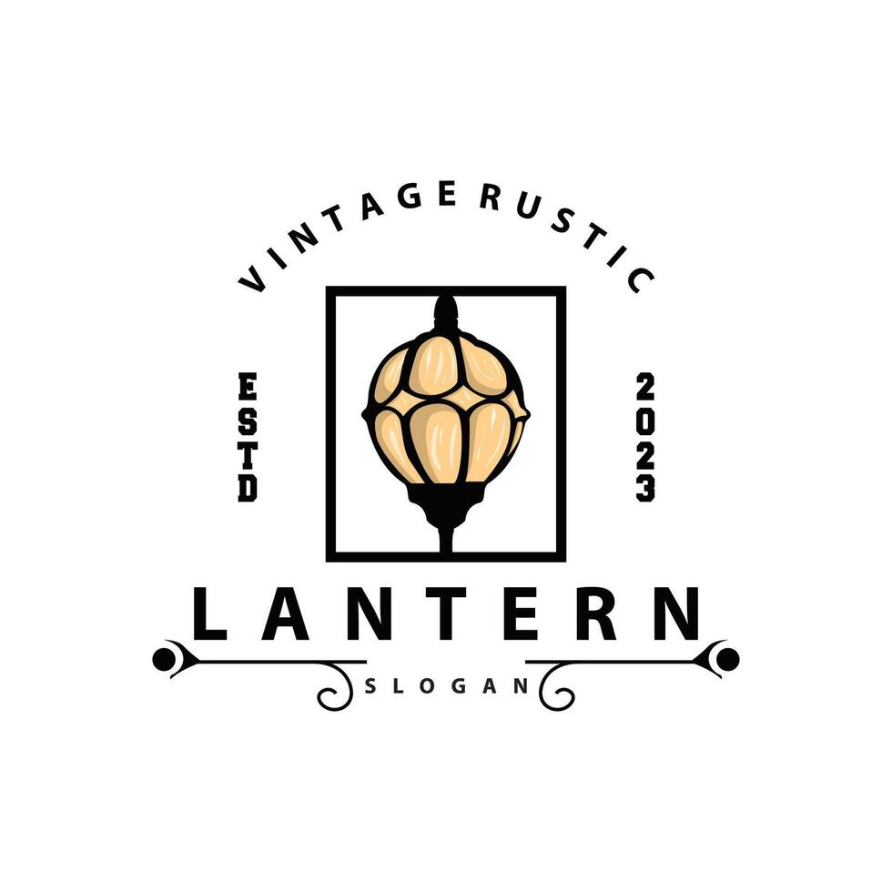 lantaarn logo ontwerp straat lamp oud klassiek wijnoogst minimalistische illustratie sjabloon vector