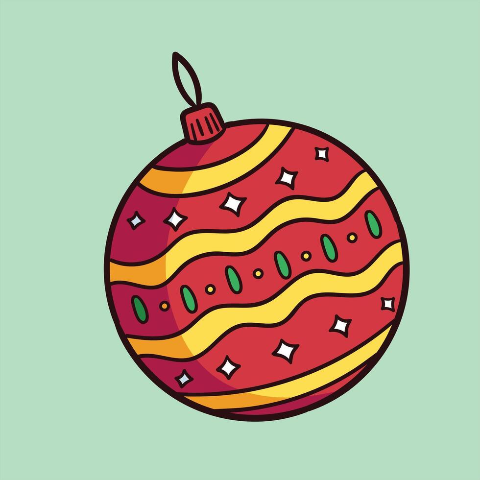 een Kerstmis bal, rood en groen gestreept Kerstmis ornament vector