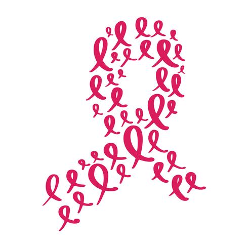 Gestileerde roze lint met vector citaat borst Canser voor oktober is Cancer Awareness maand kalligrafie belettering illustratie Posterontwerp