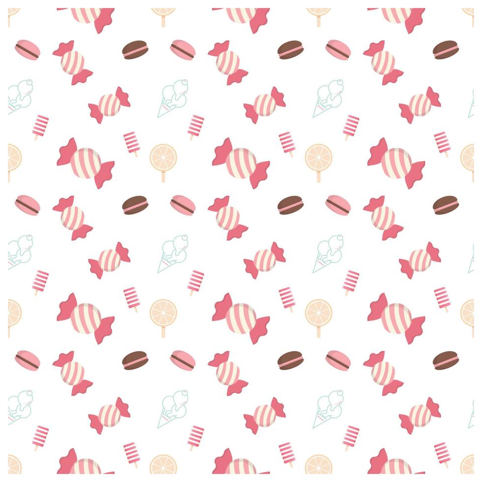 naadloos patroon met snoep en ijsjes en snoepjes vector
