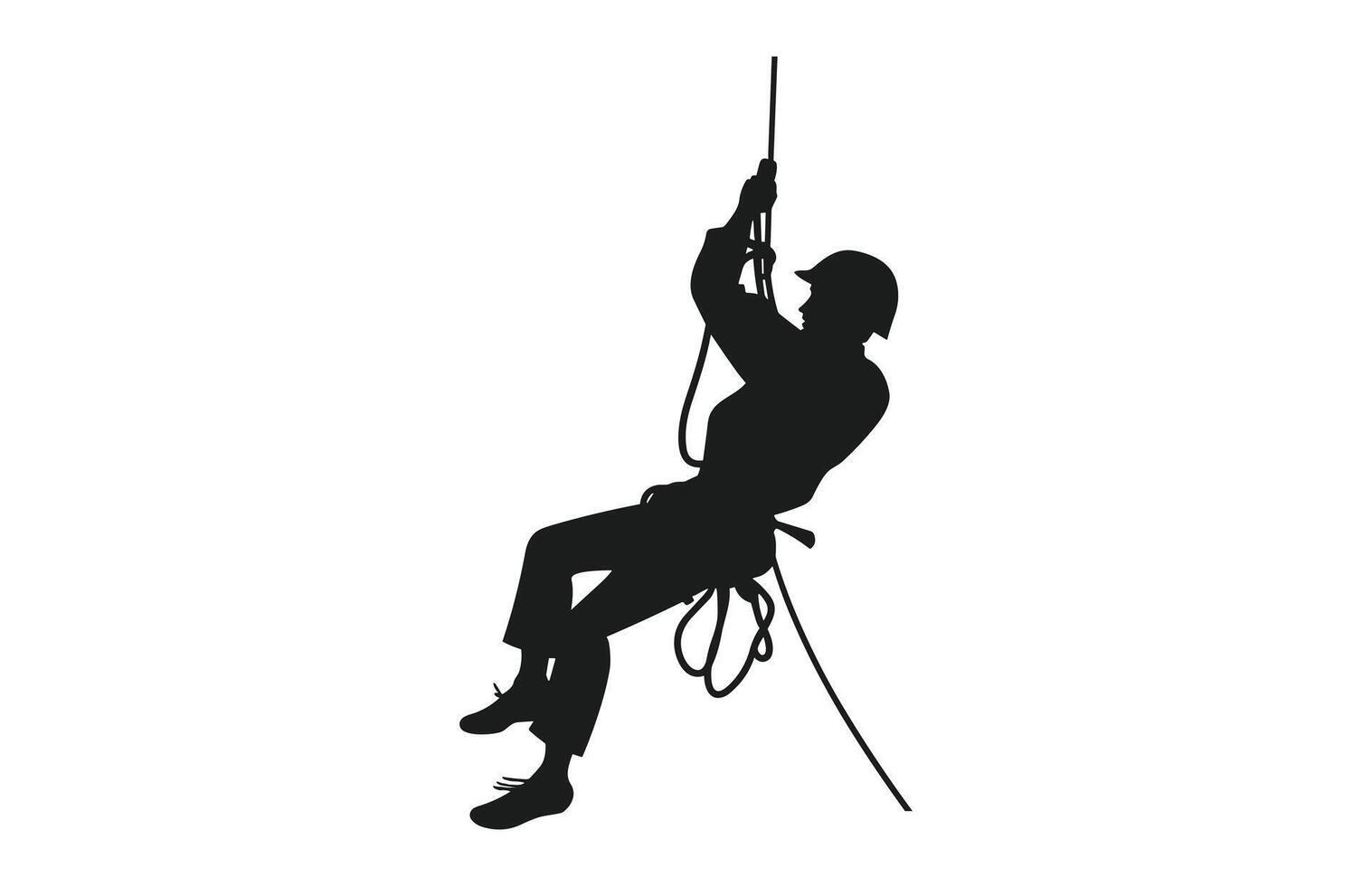 abseilen silhouet vector geïsoleerd Aan een wit achtergrond, een mannetje abseiler clip art