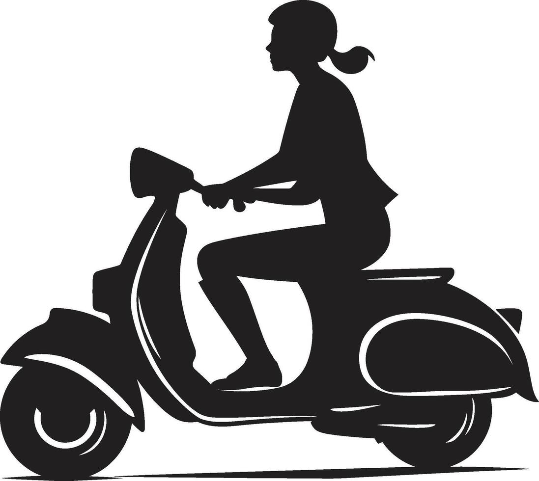 chique kruiser vrouw vector scooter logo stadsscootercharme zwart vector ontwerp