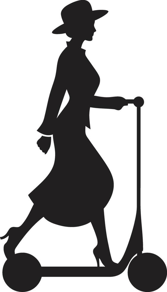 scooterista stijl vrouw vector ontwerp stadsgezicht chique zwart vector symbool