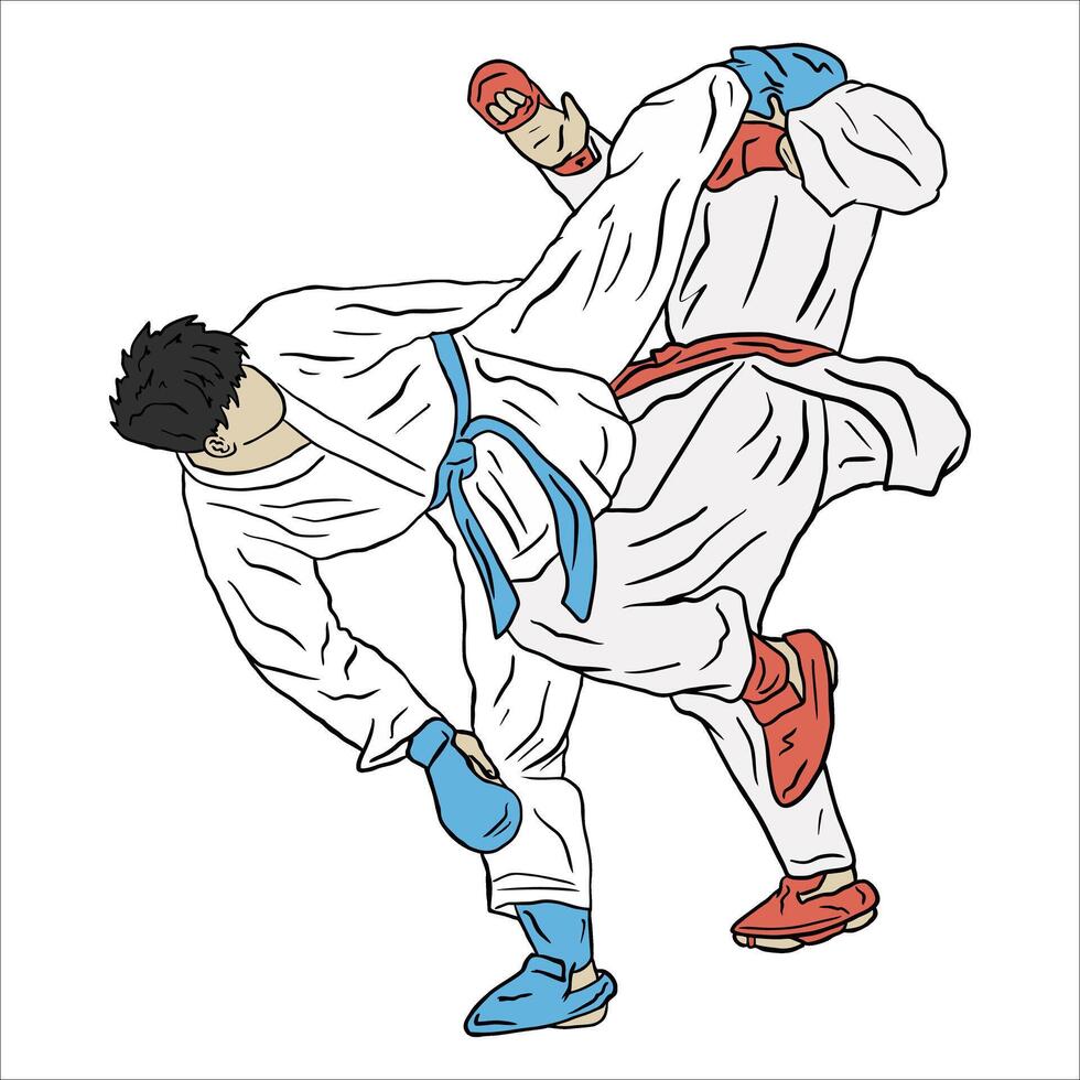 karate illustrtion sparren vector kumite