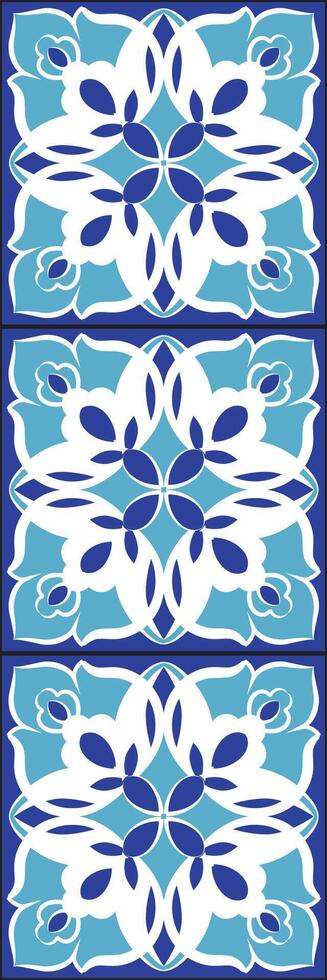 wijnoogst damast naadloos sier- waterverf blauw bloemen verf tegel ontwerp patroon. keramisch tegel ontwerp stijl vector