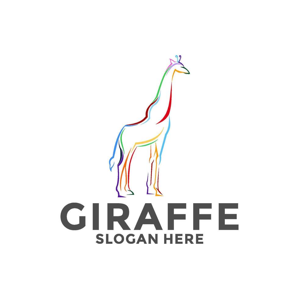 kleurrijk giraffe vector logo, giraffe dier logo ontwerp sjabloon