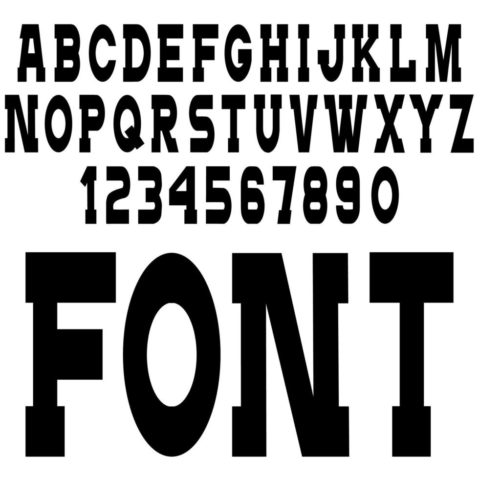 eenvoudig zwart lettertype, alfabetletters, cijfers en leestekens vector