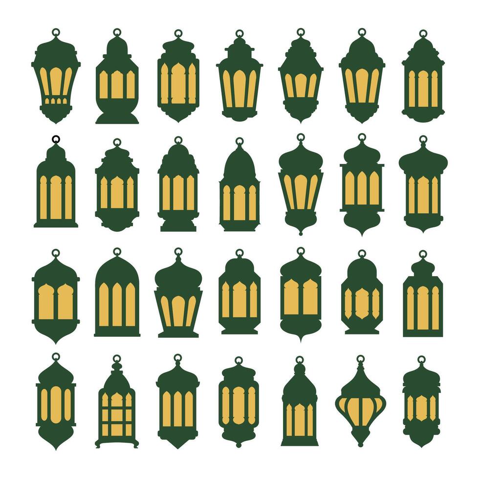 Arabisch Ramadan kareem oostelijk lantaarns guirlande. moslim lantaarns, Islamitisch oosters guirlande. moslim vakantie lantaarn vector