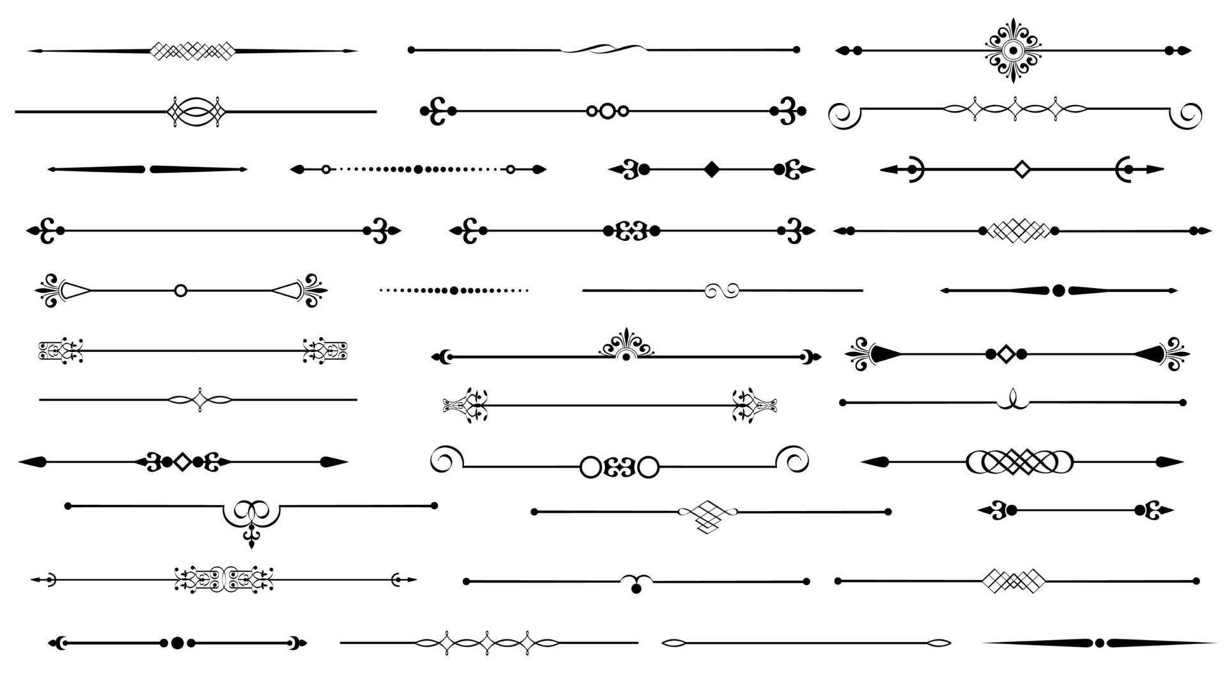 decoratieve vintage randen, koninklijke ornament wervelingen paginaverdelers, vector set