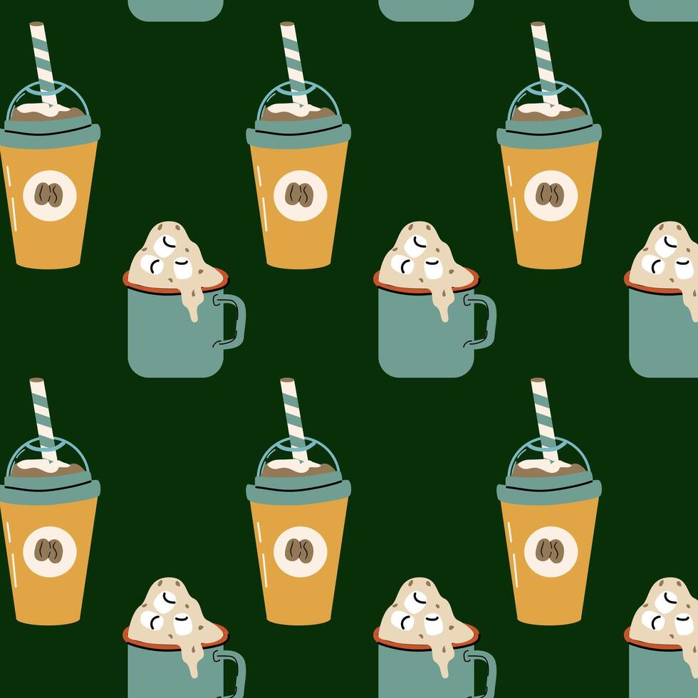 koffie cups in divers vormen naadloos patroon vector