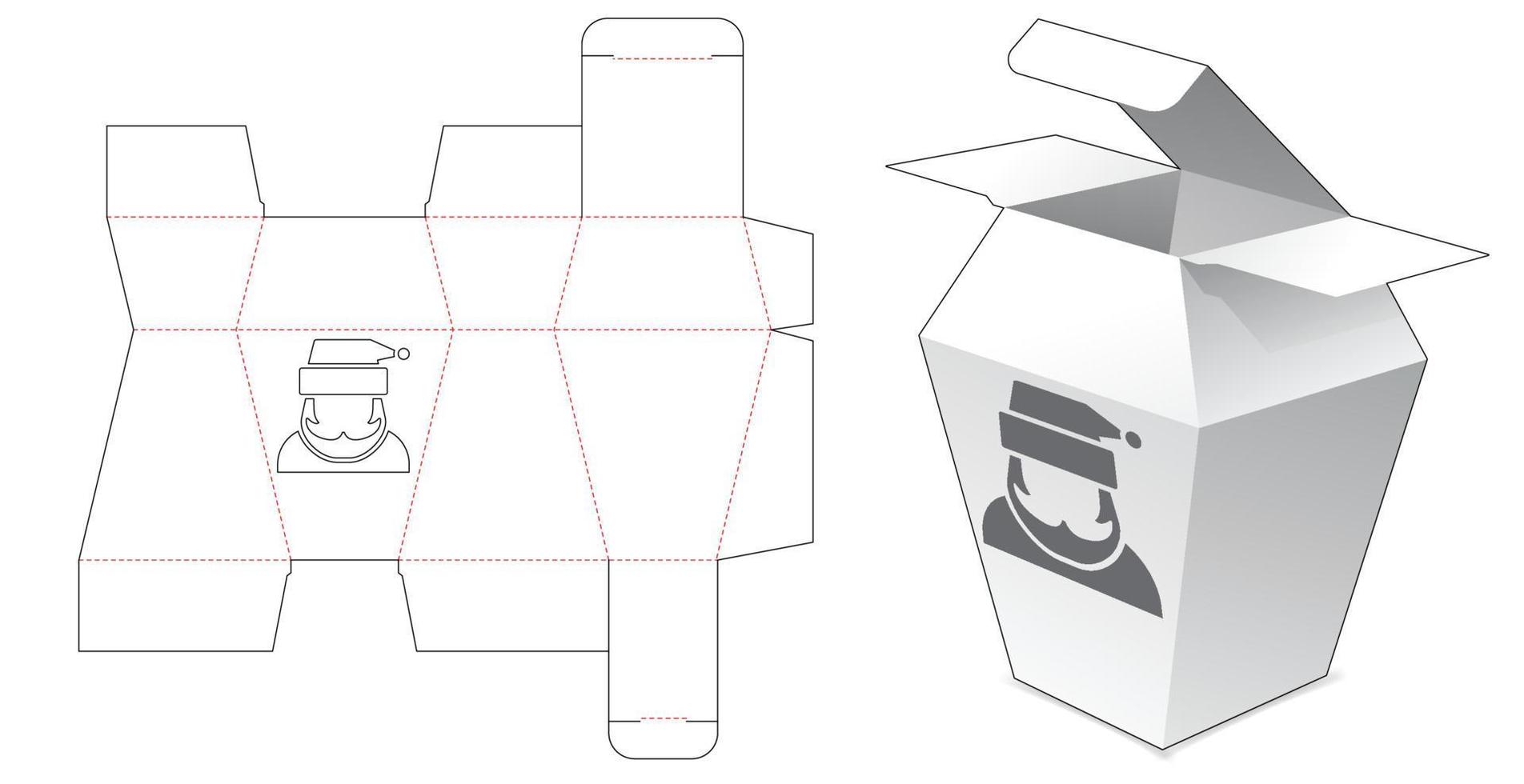 kartonnen trapeziumvormige doos met gestencilde kerstman gestanste sjabloon vector