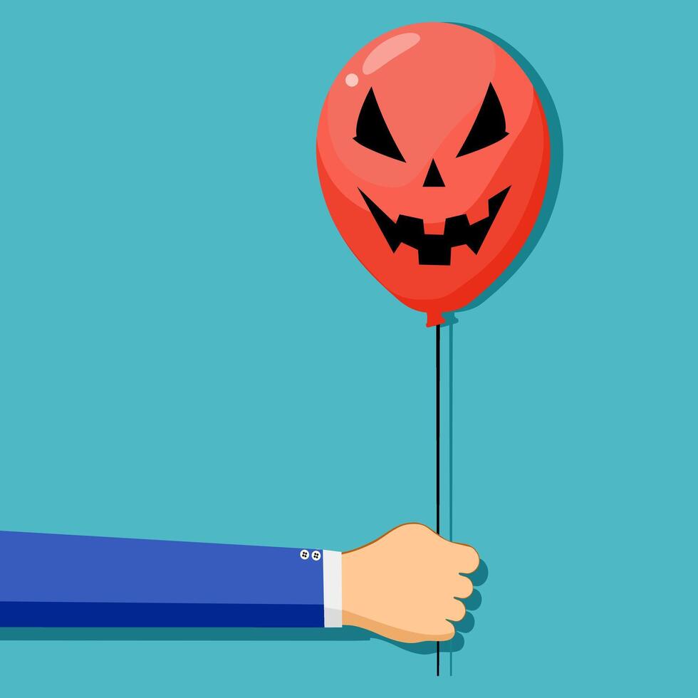 geeft een ballon een halloween geest gezicht. bedrieglijk vector