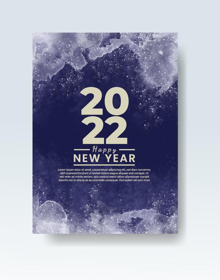 gelukkig nieuwjaar 2022 poster of kaartsjabloon met aquarel wash splash vector