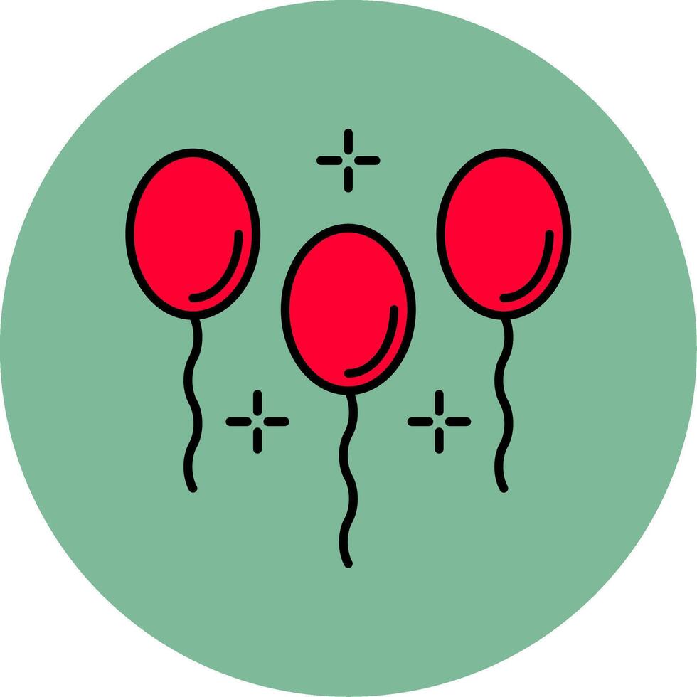 ballonnen lijn gevulde veelkleurig cirkel icoon vector