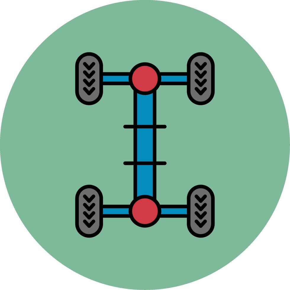 chassis lijn gevulde veelkleurig cirkel icoon vector