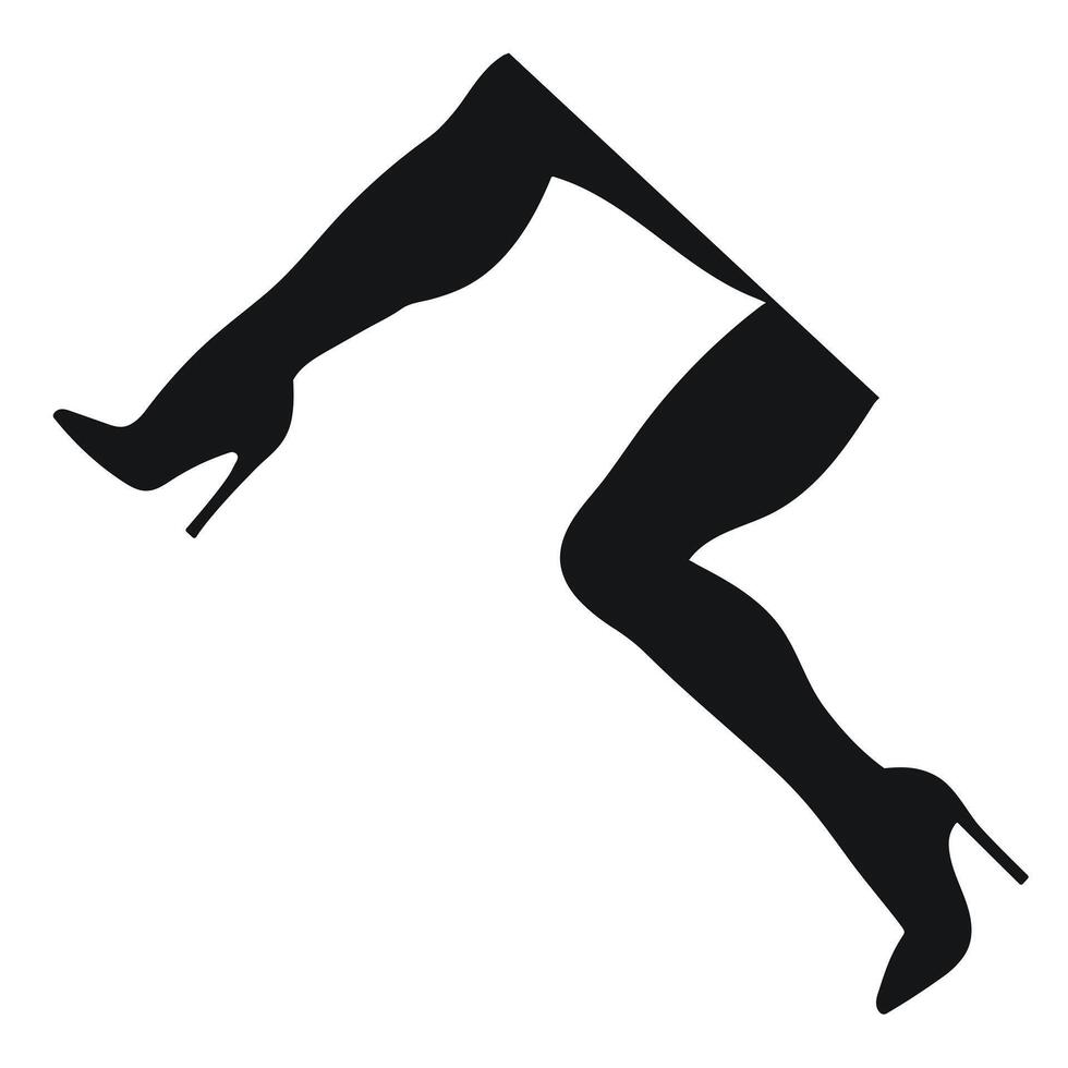 zwart silhouet van vrouw poten in een houding. schoenen stiletto's, hoog hakken. wandelen, staan, rennen, springen, dans vector