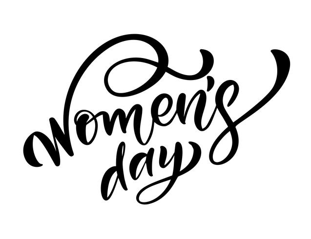 Kalligrafie zin Womens Day. Vector Hand getrokken belettering. Geïsoleerde vrouw illustratie. Voor vakantie schets doodle ontwerp kaart