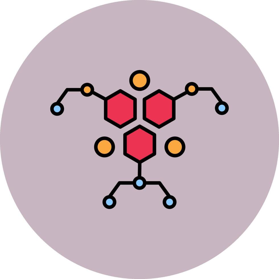 molecuul lijn gevulde veelkleurig cirkel icoon vector