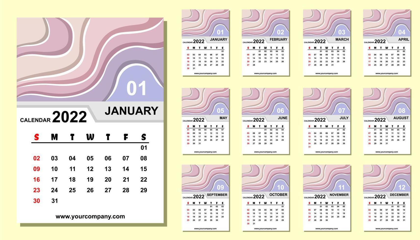 kalenderjaar 2022 ontwerp, vector, eps-bestandsindeling. vector