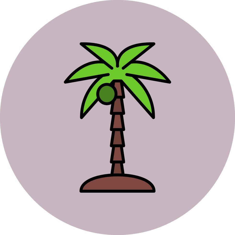 kokosnoot boom lijn gevulde veelkleurig cirkel icoon vector