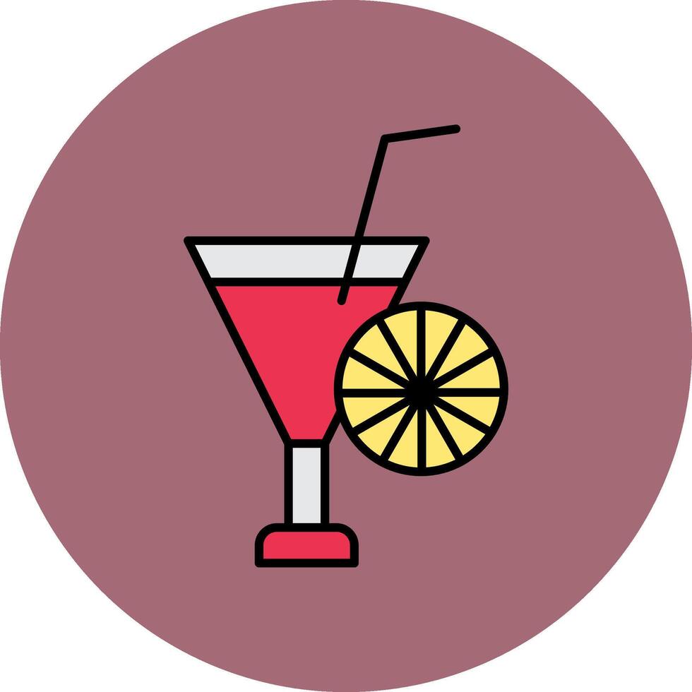 cocktail lijn gevulde veelkleurig cirkel icoon vector