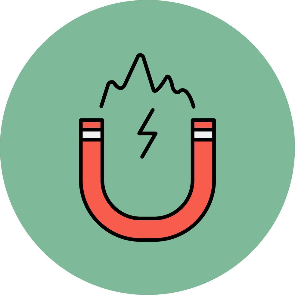 elektromagnetisch lijn gevulde veelkleurig cirkel icoon vector