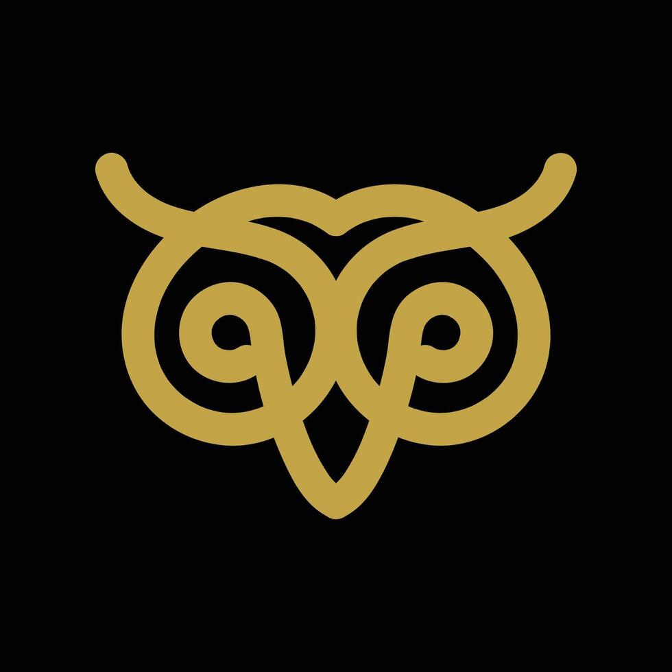 luxe gouden uil vogel hoofd gezicht monogram lijn logo ontwerp vector