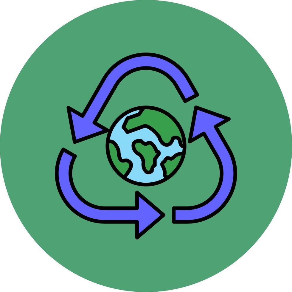 recycle lijn gevulde veelkleurig cirkel icoon vector