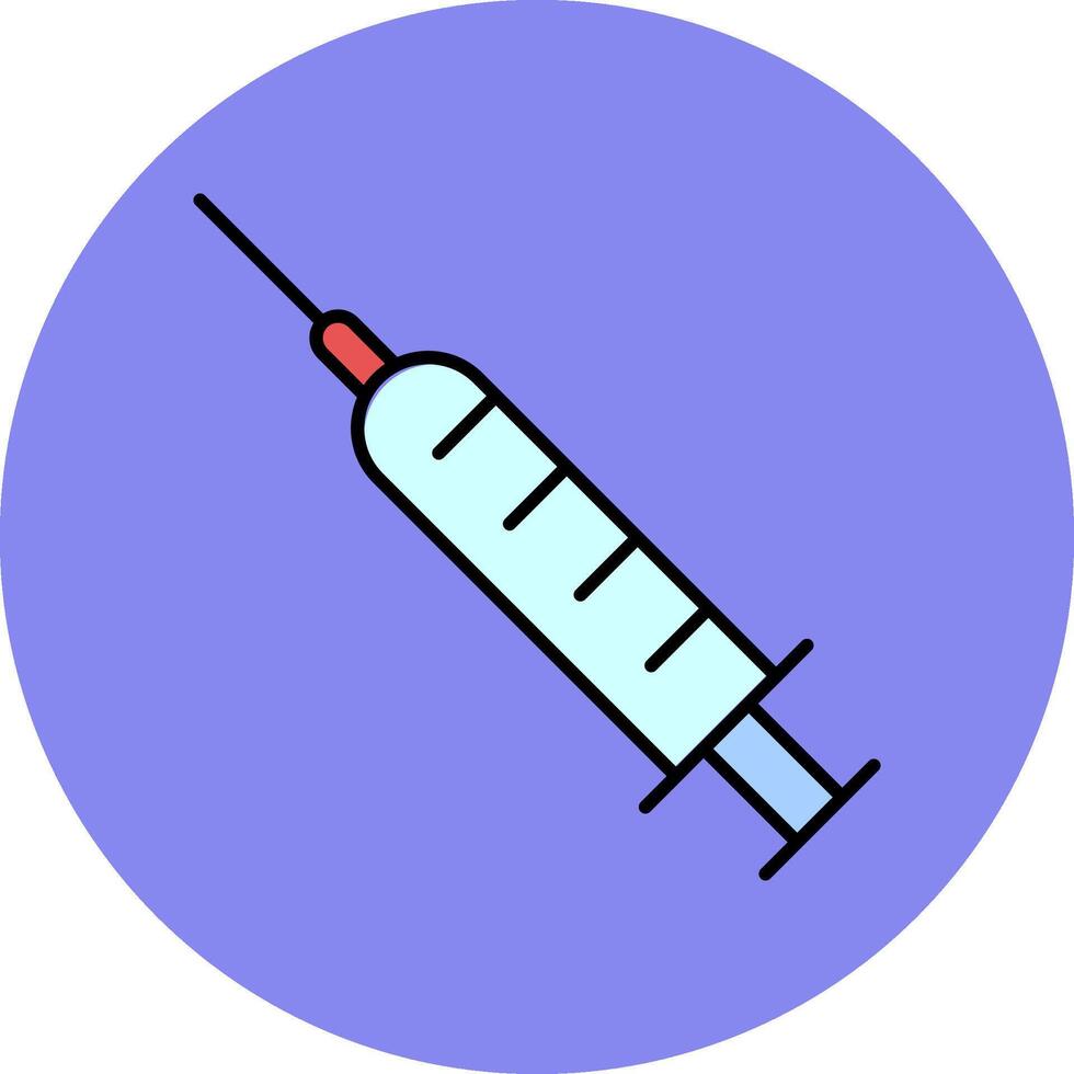 injectiespuit lijn gevulde veelkleurig cirkel icoon vector