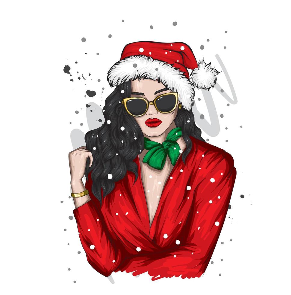 mooi meisje in kerstkleren. mode en stijl, kleding en accessoires. vector