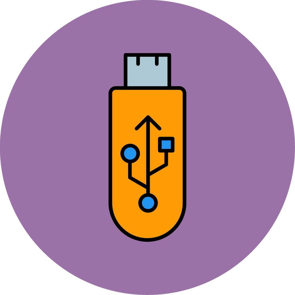 USB lijn gevulde veelkleurig cirkel icoon vector