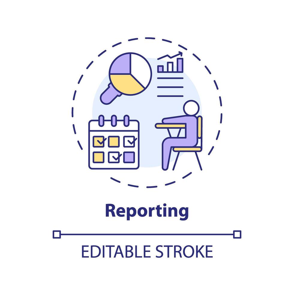 2d bewerkbare veelkleurig rapportage icoon, gemakkelijk geïsoleerd vector, dun lijn illustratie vertegenwoordigen buitenschoolse activiteiten. vector