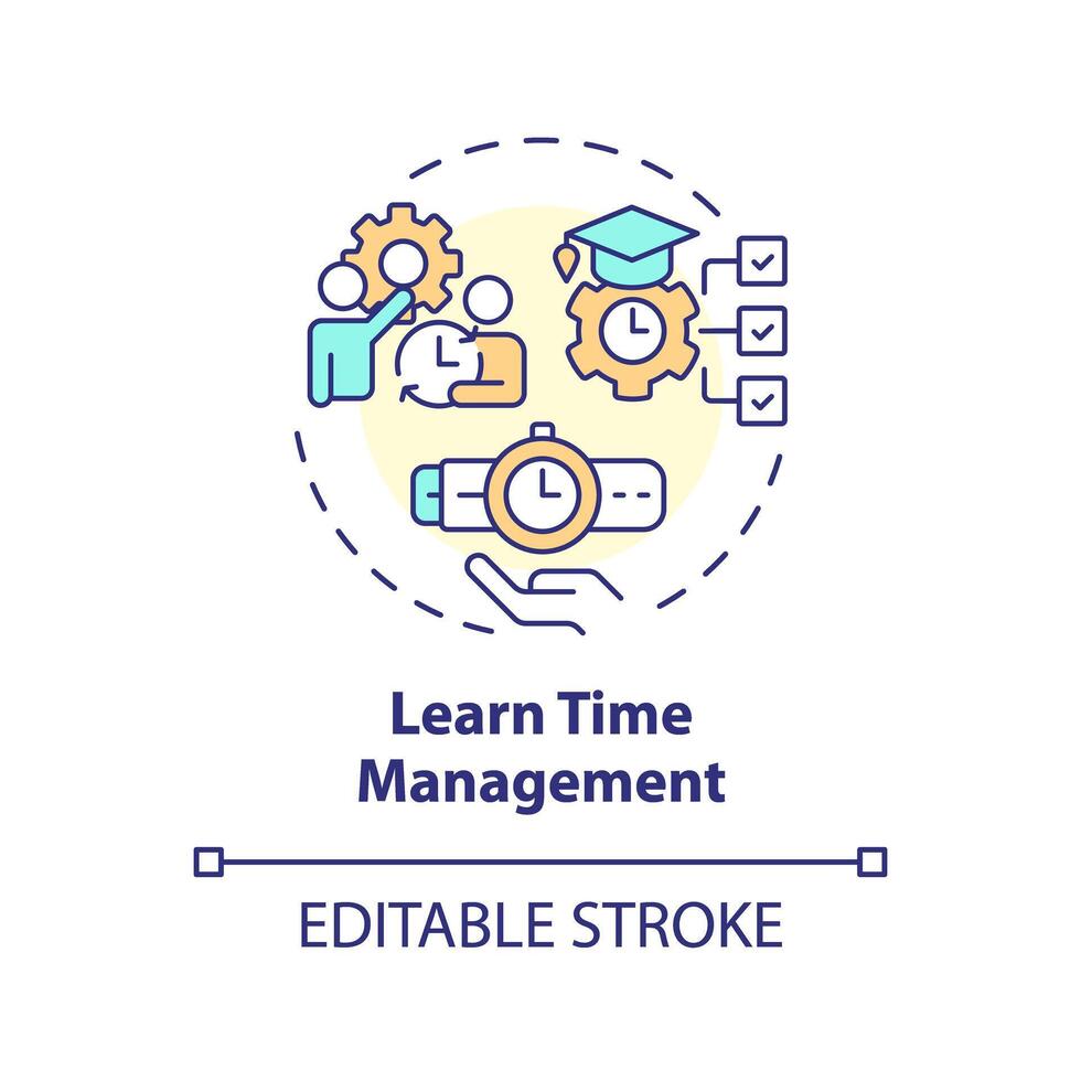 2d bewerkbare veelkleurig leren tijd beheer icoon, gemakkelijk geïsoleerd vector, dun lijn illustratie vertegenwoordigen buitenschoolse activiteiten. vector