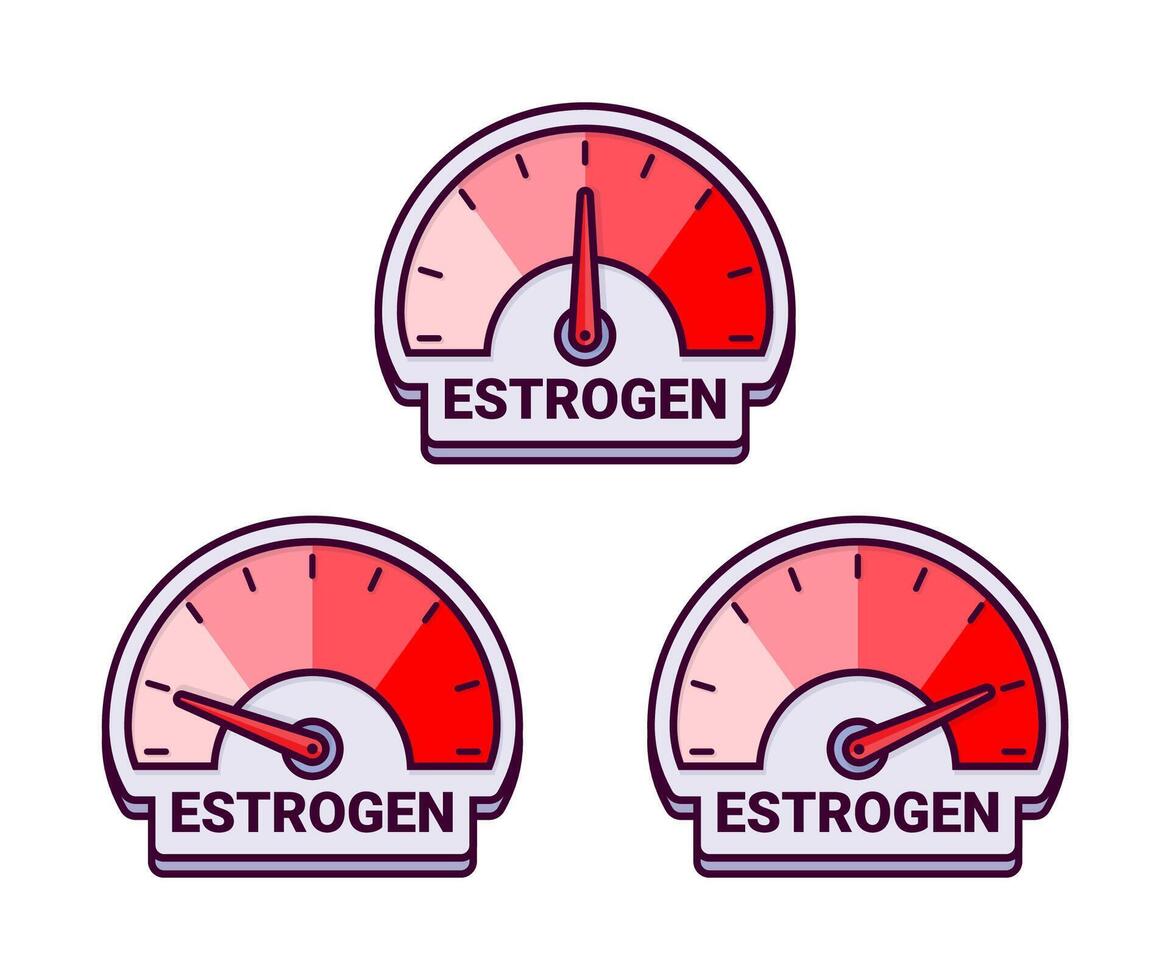 oestrogeen hormoon niveau meter vector illustratie met kleur helling voor Dames s Gezondheid toezicht houden