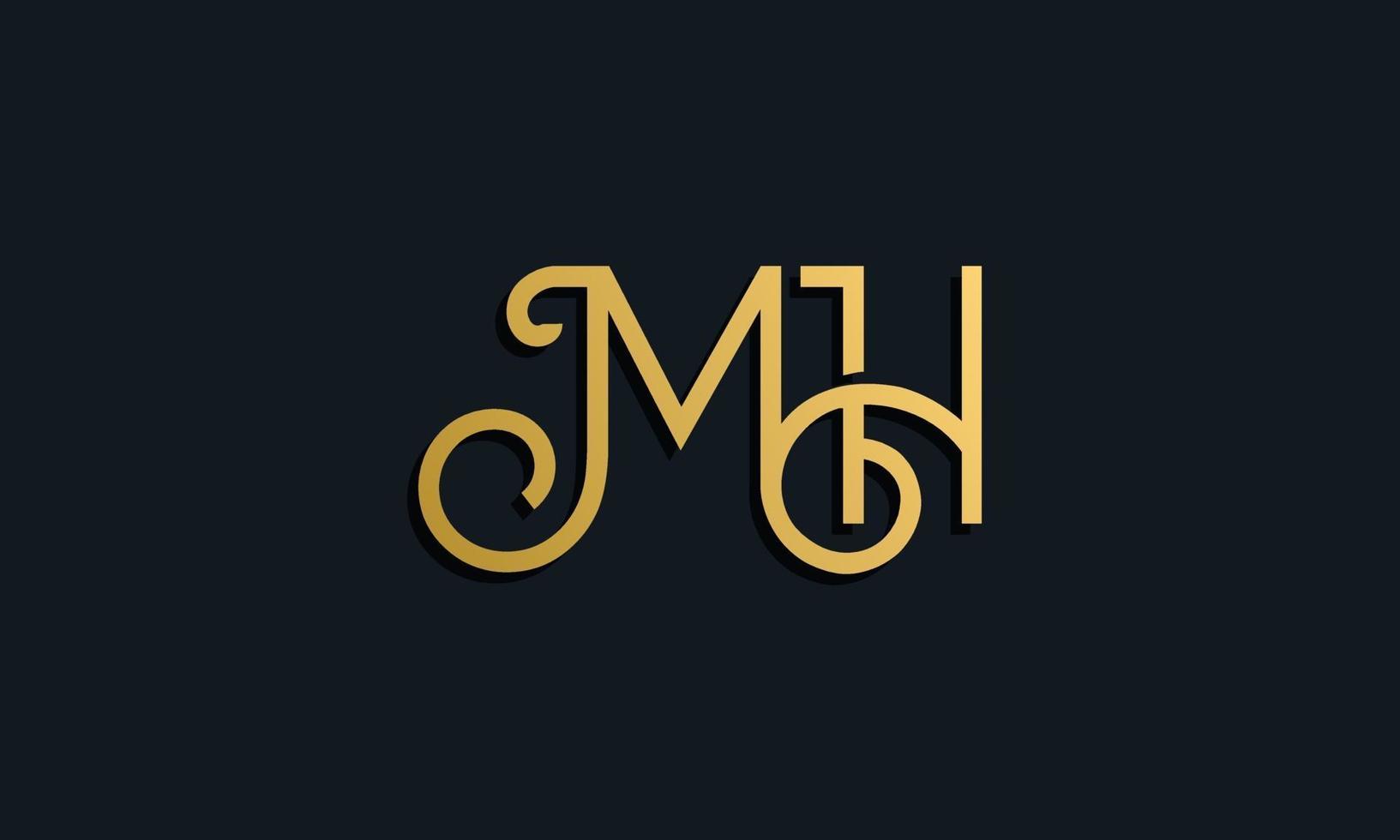 luxe mode eerste letter mh-logo. vector