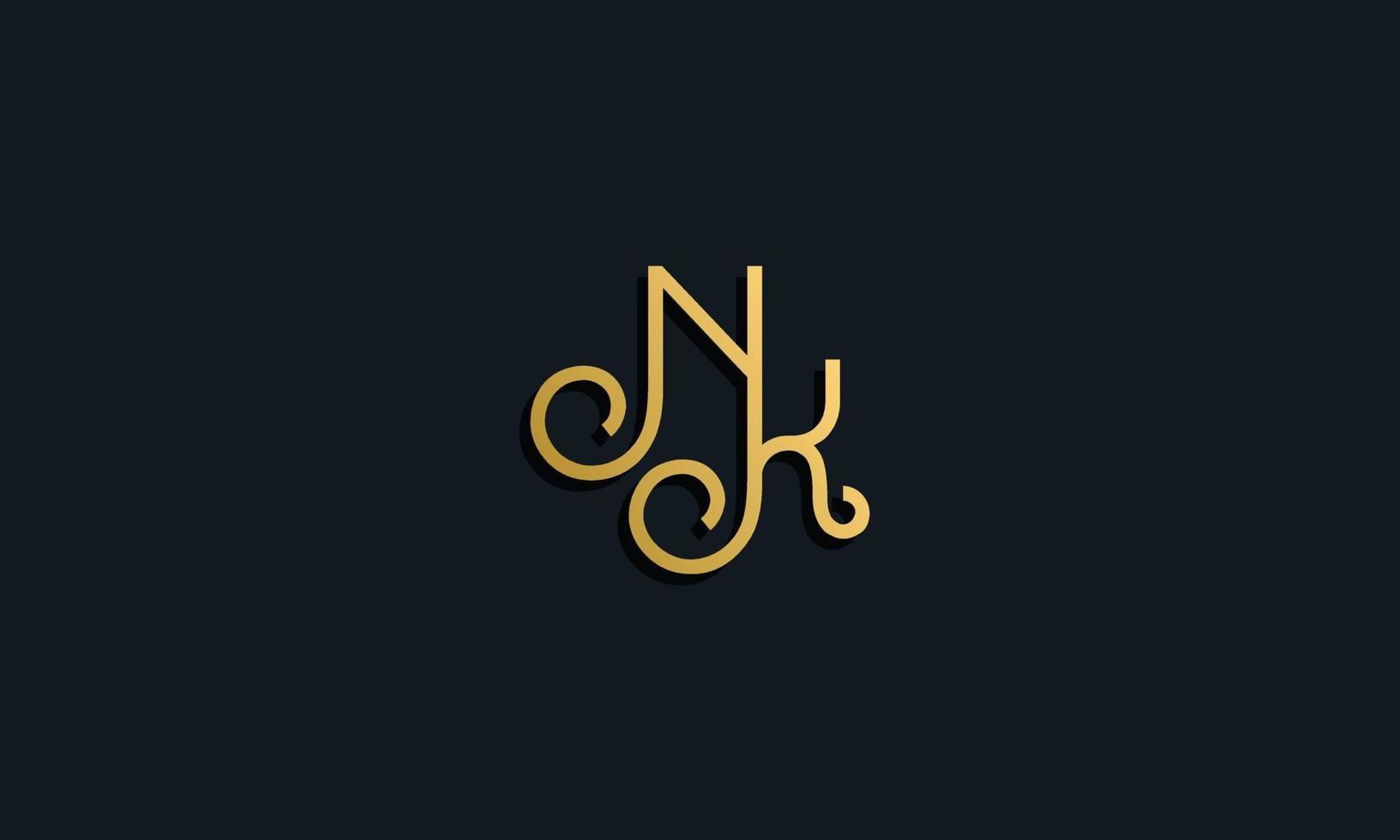 luxe mode eerste letter nk logo. vector