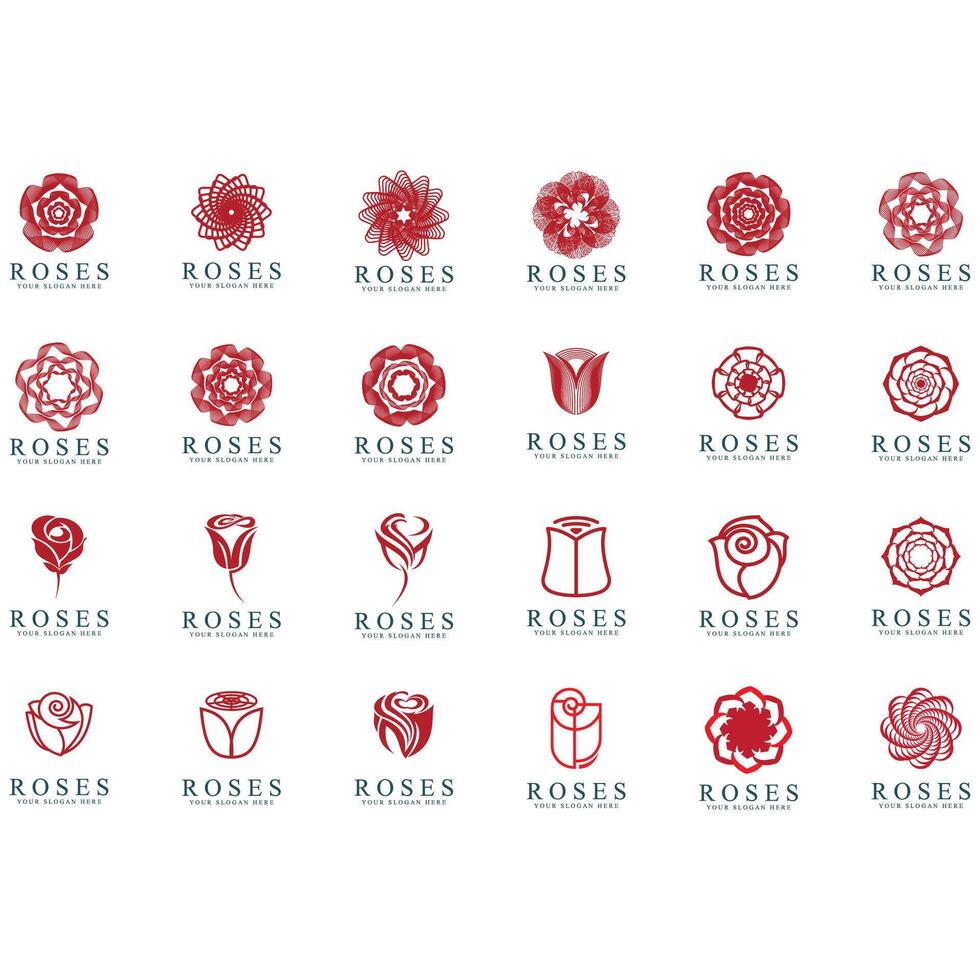 verzameling van roos bloem logos vector