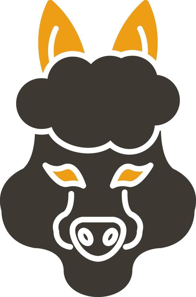 alpaca glyph twee kleur icoon vector