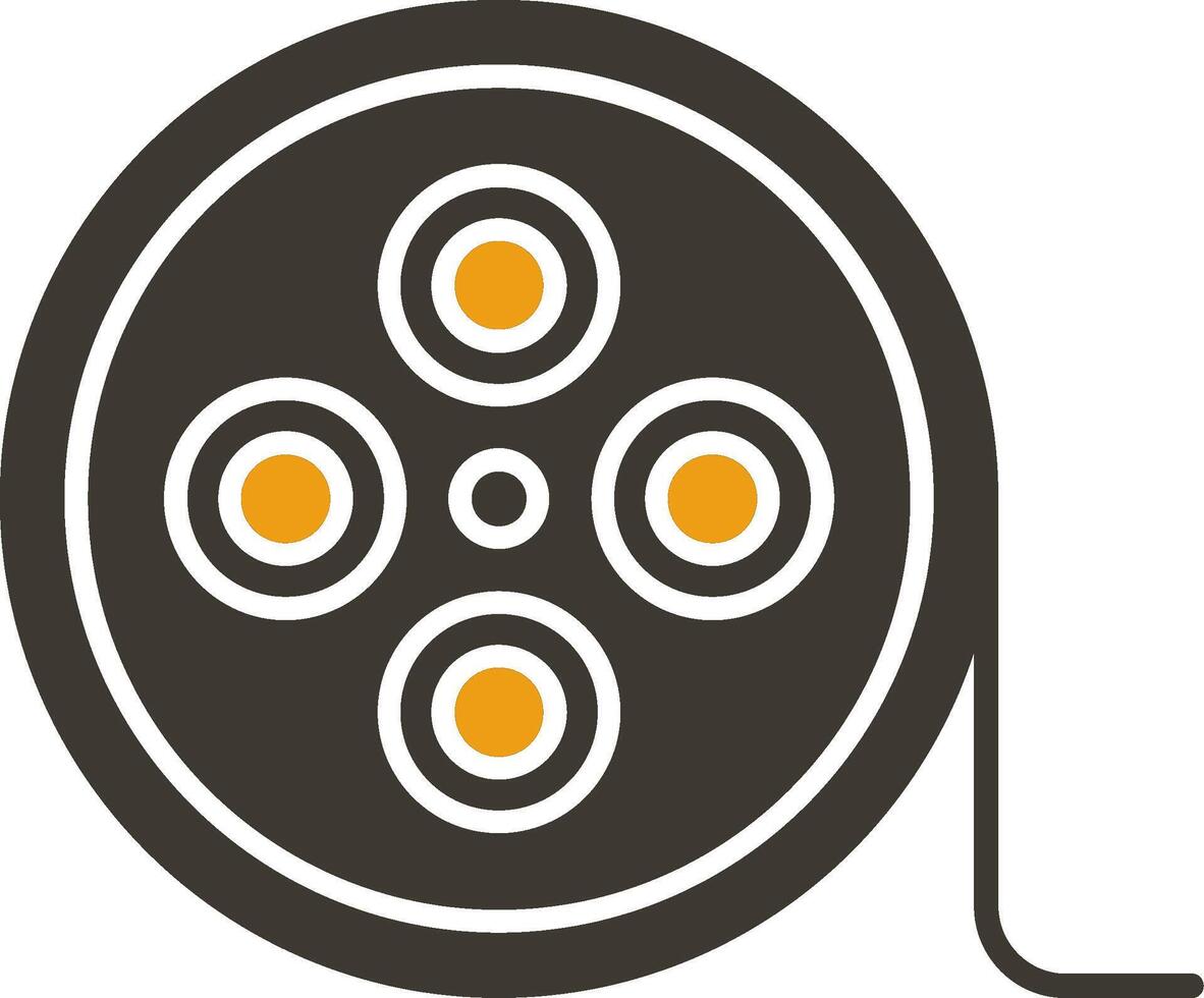 film haspel glyph twee kleur icoon vector