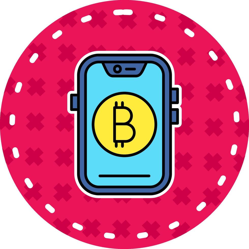 bitcoin lijn gevulde sticker icoon vector