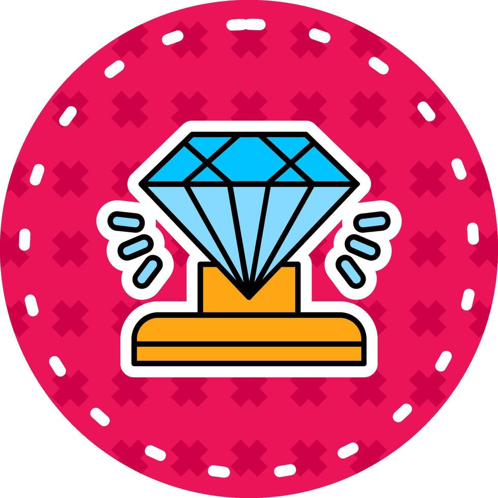 diamant lijn gevulde sticker icoon vector