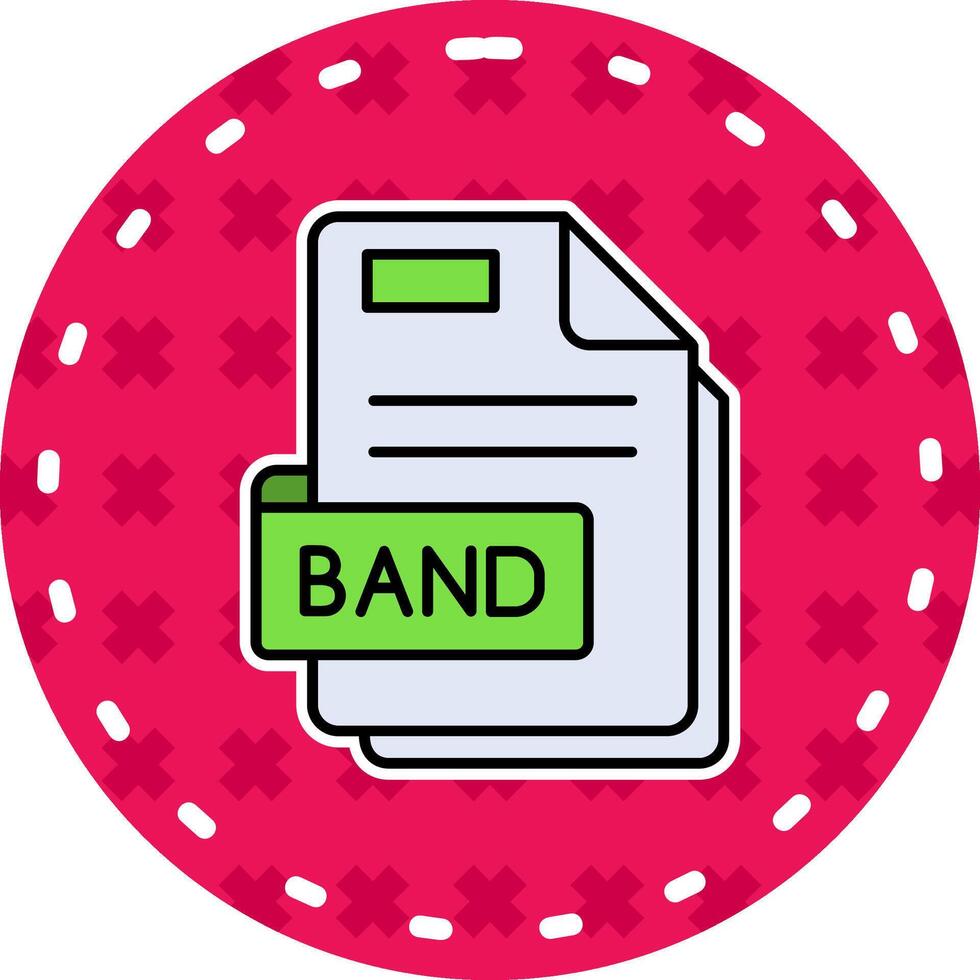 band lijn gevulde sticker icoon vector