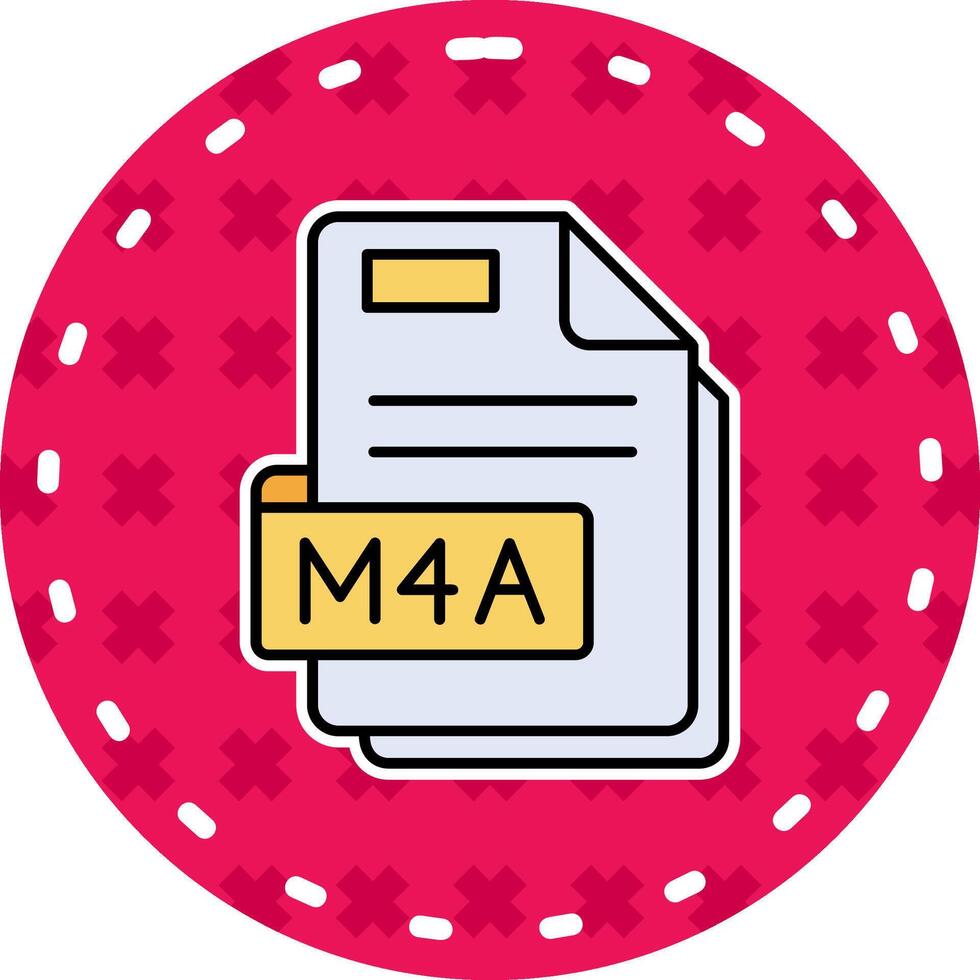 m4a lijn gevulde sticker icoon vector